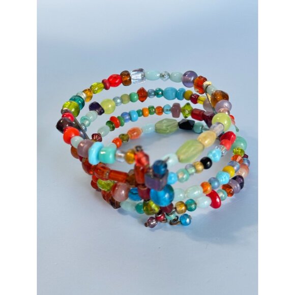 Handcrafted Multicolor Glass Beaded Wrap Bracelet - Picture 1 of 10